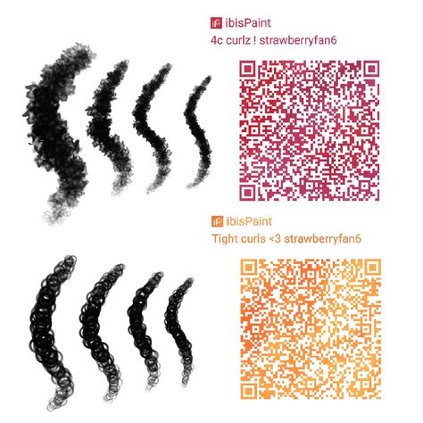 For curly hair types! #ibispen Ibis Paint X Brushes Qr Code Curly Hair, Curls Ibis Paint Code, Curly Ibis Paint Code, Curls Brush Ibispaint, Curly Hair Brush Ibispaint Code, Ibis Paint Brush Code Curly Hair, Afro Hair Brush Ibis Paint, Black Hair Brushes Ibis Paint, Curl Brush Ibis Paint