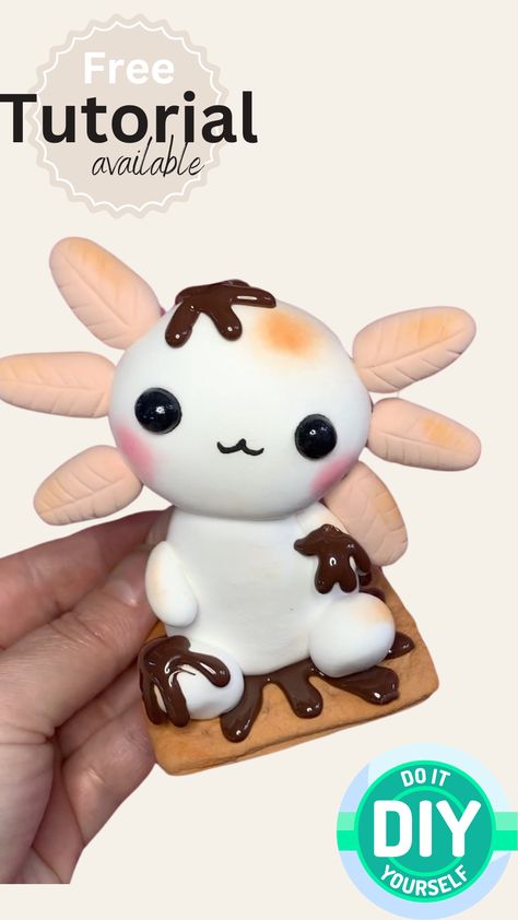 How to make an Axolotl S'more Figure out of Foam Clay - HumbleBeesCreations Clay Axolotl, Easy Clay Crafts, Foam Clay Ideas, Fake Sprinkles, Chocolate Covered Marshmallows, Foam Clay, Clay Crafts For Kids, Fun Easter Crafts, Sensory Activity