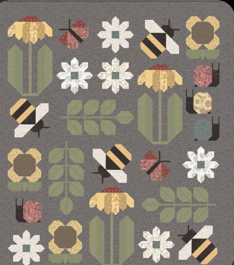 Coneflower Quilt Block, Quilt Patterns Flowers, Asian Quilts Patterns, Bee Quilts Pattern, Quilt Flower Blocks, Fruit Quilt Pattern, Garden Quilt Blocks, Modern Epp Quilt Patterns, Floral Quilt Blocks