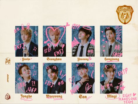 Kpop yearbook ateez Ateez Y2k Wallpaper, Ateez Yearbook, Yearbook Wallpaper, Kpop Yearbook, Yearbook Aesthetic, Freebie Ideas, Kpop Wall, Yearbook Layouts, Yearbook Covers