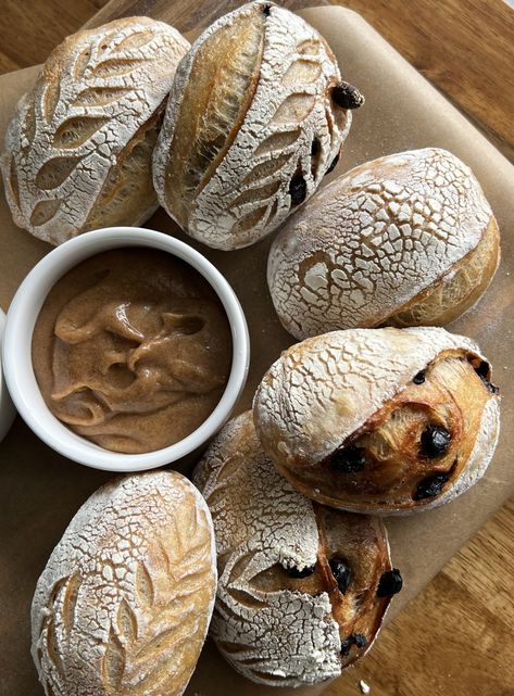 Mini Sourdough Loaves — Well Made by Kiley Mini Sourdough Loaves For Gifts, Mini Turkey Sourdough Loaves, Small Sourdough Loaf, Sourdough Brunch Recipes, Mini Sourdough Boules, Sourdough Mini Loaves, Mini Sourdough Loaves, Bread Lame, Whipped Honey