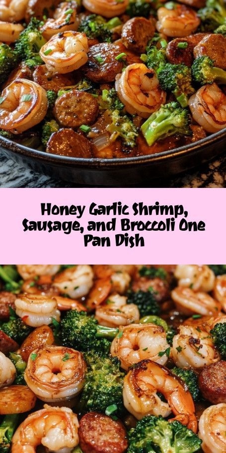 Honey Garlic Shrimp, Sausage & Broccoli: A Quick & Flavorful One-Pan Wonder Delight your taste buds with this easy Honey Garlic Shrimp dish featuring tender shrimp, savory sausage, and crisp broccoli. Combining sweet honey, robust garlic, and a spicy kick, this one-pan recipe offers a delicious balance of flavors. Perfect for busy weeknights, this meal is ready in just 30 minutes and sure to impress! Shrimp And Broccolini, Honey Garlic Shrimp And Sausage, Shrimp Slow Cooker Recipes, Winter Shrimp Recipes, Fall Shrimp Recipes, Quick And Easy Shrimp Dinner Recipes, Shrimp Dinner Ideas Healthy, Shrimp Sausage Recipes, Shrimp Recipes Spicy