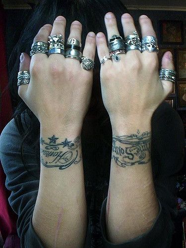 My Wrist Tattoos & Rings | Carolina Maria Fasolo | Flickr Wrist Band Tattoo, Wrist Bracelet Tattoo, Wrist Tattoo Cover Up, Cute Tattoos On Wrist, Cuff Tattoo, Bracelet Tattoo, Cool Wrist Tattoos, Wrist Tattoos For Guys, Ring Tattoos