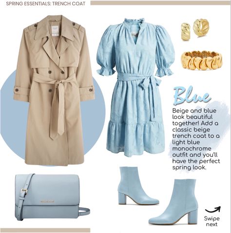 Spring essentials: trench coat. Ways to wear a trench coat. Spring outfit with trench coat, dress and booties in beige and blue. #springputfit #springessentials #trenchcoat Follow my shop @a_sunflower_1982 on the @shop.LTK app to shop this post and get my exclusive app-only content! #liketkit #LTKFind #LTKSeasonal #LTKstyletip @shop.ltk https://liketk.it/46m9d Light Blue Trench Coat Outfit, Trench Coat Spring Outfit, Outfit With Trench Coat, Light Blue Trench Coat, Trench Coat Spring, Coat Spring, Trench Coat Dress, Trench Coat Outfit, Beige Trench Coat