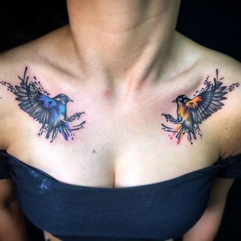 Birds Chest Tattoo Female, Bird Chest Tattoo Female, Bird Chest Tattoo, Chest Tattoo Female, Healthy Bodies, Tattoo Female, Swallow Tattoo, Chest Tattoos, Chest Piece Tattoos