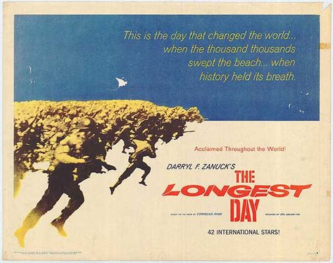 The Longest Day movie poster Must See Movies, Movie Library, Robert Mitchum, Vintage Movie Posters, The Longest Day, Old Movie Posters, Richard Burton, Movies Posters, Henry Fonda