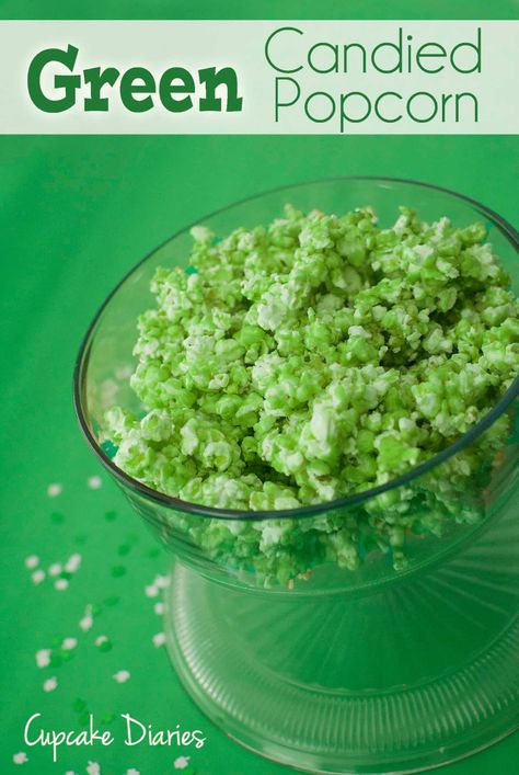 Candied Popcorn, Green Popcorn, Popcorn Cupcakes, Cupcake Diaries, Popcorn Treats, Rec Center, St Patrick's Day Recipes, St Patricks Day Food, Cereal Treats