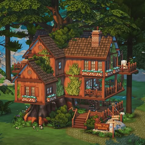 Ts4 Treehouse, Sims Forest House, Sims 4 Treehouse Build, Sims 4 Tree House Build, The Sims 4 Tree House, Granite Falls Sims 4, Sims 4 Rental House, Sims 4 Forest House, Sims 4 Tree House