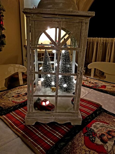 Love the scene within this lantern Lantern With Scene Inside, Pillows Living Room, Lantern Decor, Lantern Ideas, Christmas Lantern, Throw Pillows Living Room, Christmas Scenery, Christmas Lanterns, Lanterns Decor