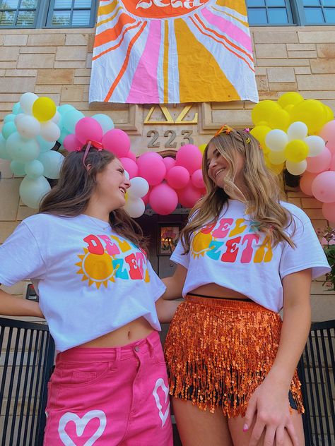 Sunshine Sorority Theme, Sunshine Bid Day Theme, Golden Hour Bid Day Theme, Walking On Sunshine Bid Day, Golden Hour Bid Day, Neon Inspiration, Sorority Work Week, Sunshine Theme, Sorority Party