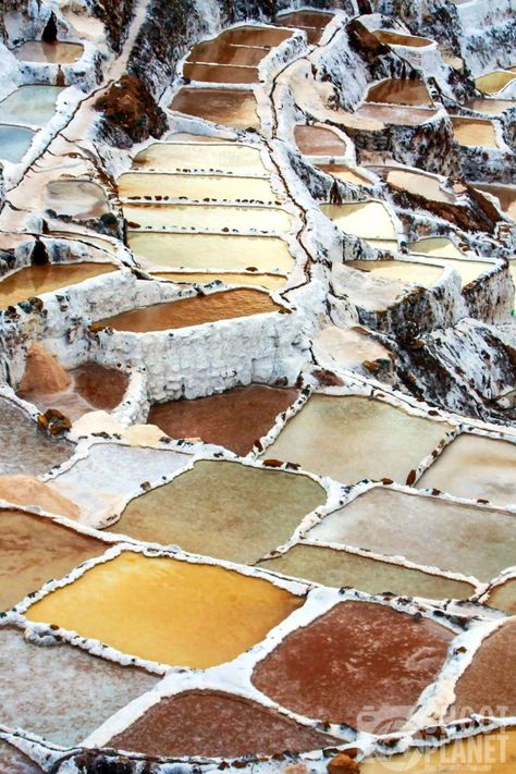 The salt pond terraces of Maras (Salinas de Maras), in the Inca Sacred Valley near Cusco in Peru are a really special place. More about South America amazing continent in the link! #travelling #travel #PicOfTheDay #Earthpic #TravelTheWorld #photographylovers #travelling #travelblog #globetrotter #travelphoto #travels #landscapelovers #landscapelovers #nature #landscapephotography #landscapes #fantastic_earth #awesomeglobe #shootplanet Mountian Art, Salt Mountain, Sacred Valley Peru, Peru Culture, Salt Ponds, Travel 2024, The Amazon Rainforest, American Continent, Sacred Valley