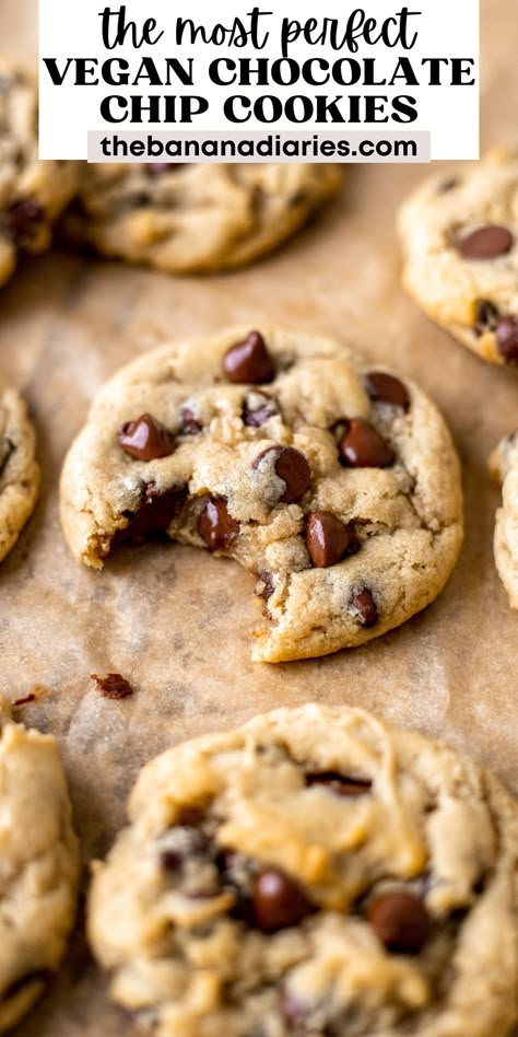 Best Vegan Cookie Recipe, Egg Free Chocolate Chip Cookies, Best Vegan Chocolate Chip Cookies, Vegan Cookie Recipe, Chocolate Chip Cookies Chewy, Desserts Easy 3 Ingredients, Chocolate Chip Cookies Gluten Free, Vegan Chocolate Chip Cookie Recipe, Best Vegan Cookies