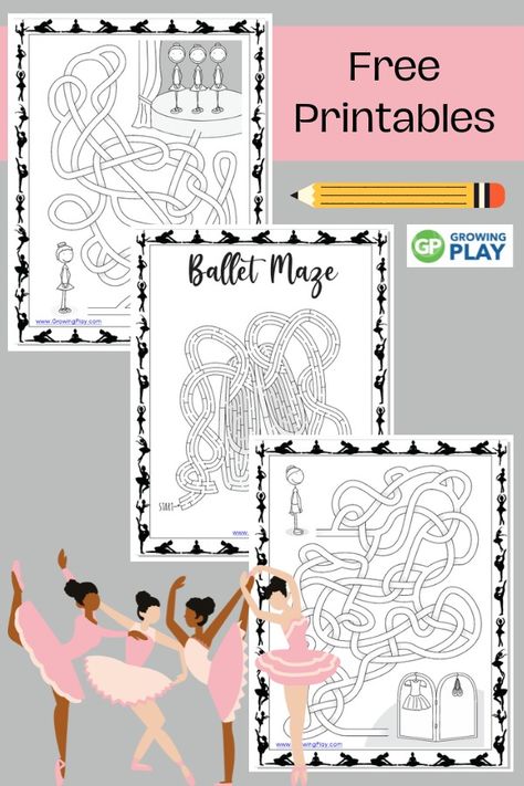 Ballet Maze Free Printable - Growing Play Ballet Words, Labyrinth Puzzle, Dance Books, Maze Print, Dance Camp, Printable Mazes, Dance Themes, School Printables, Theme Activity