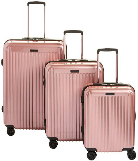 Anne Klein Dubai 3-Piece Hardside Spinner Luggage Set Rose Gold Luggage, Airport Vibes, Hardside Luggage Sets, Travel Luggage Suitcases, Cute Suitcases, Luxury Luggage, Travel Bag Set, Cute Luggage, Hardside Spinner Luggage