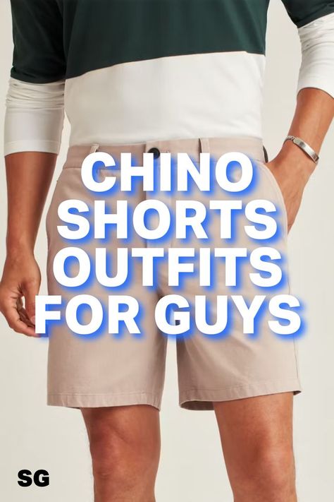 Like chino pants, a pair of khaki- or olive-colored chino shorts is a total men’s style classic.If you were to go bare minimum on your shorts wardrobe, these bottoms would seamlessly get you through every summer situation. Click for a weeks worth of chino shorts outfits for men to wear this summer. Shorts Outfits For Men, Chino Shorts Outfit, Short Wardrobe, Chinos Men Outfit, Style Girlfriend, Exercise Shorts, Outfits For Guys, Bare Minimum, Classic Pants