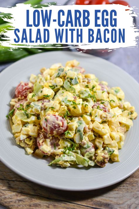 Egg Salad Recipe With Bacon, Egg Salad With Bacon, Keto Egg Salad Recipe, Egg Salad Recipe Easy, Kasey Trenum, Keto Egg Salad, Salad Recipes With Bacon, Keto Pasta Recipe, Bacon Recipe