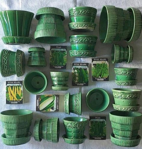 Mccoy Pottery Vases, Vintage Flower Pots, Old World Elegance, Fresh Starts, I Love Green, It's Too Hot, Green Pottery, The More The Merrier, Antique Pottery