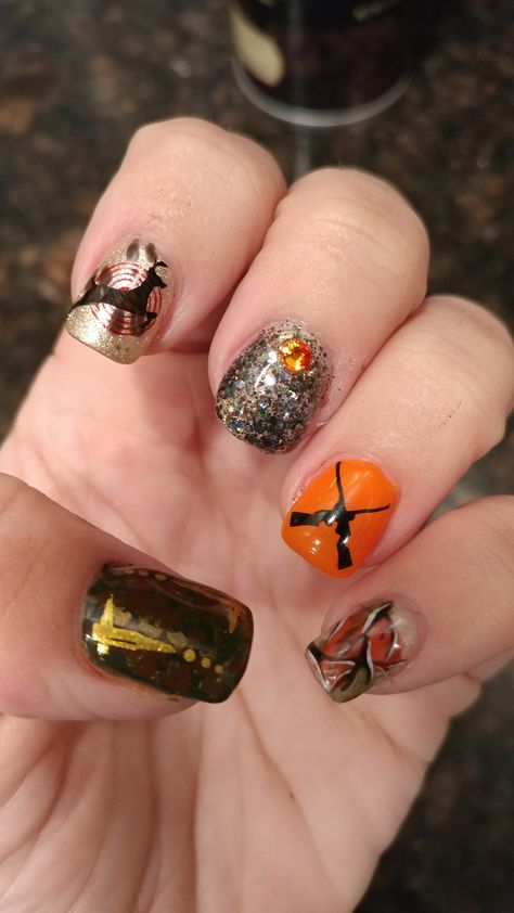 Bottom Land Camo Nails, Hunting Season Nails, Hunting Nail Ideas, Hunting Nails Designs, Camouflage Nails Designs, Hunting Nail Designs, Hunting Nails, Gelish Polish, Rodeo Nails