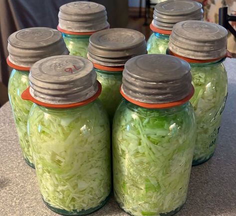 Appalachian Foods and Recipes | Kraut made my mommas way | Facebook Canning Cabbage, Homemade Nacho Cheese Sauce, She Is Gone, Homemade Nachos, Homemade Sauerkraut, Ina Garten Recipes, Homemade Hamburgers, Stuffed Banana Peppers, Cabbage Recipes