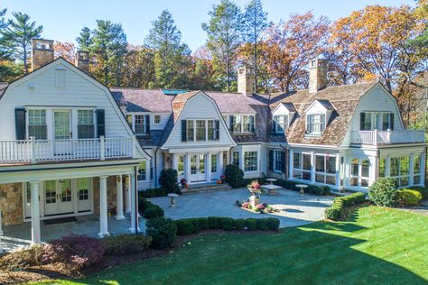 New England House Exterior, American Country House, Gambrel House, Gambrel Exterior, House Elevations, Brindleton Bay, New England House, Patrick Ahearn Architect, Patrick Ahearn