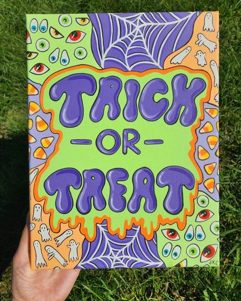 Spooky Acrylic Painting Easy, Trippy Halloween Art, Paint Marker Art Ideas, Idea Journal, Aries Personality, Fall Paintings, Trippy Drawings, Halloween Things, Airbrush Designs