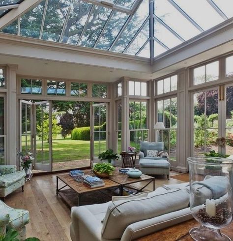 Modern Sunroom, Skylight Shade, Conservatory Design, Garden Houses, Sunroom Decorating, Sunroom Designs, Relaxation Room, Patio Interior, Sunrooms