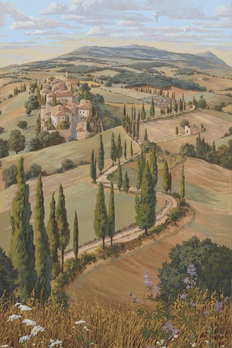 Hotel Costes, Pierre Frey Fabric, Countryside Paintings, Mediterranean Landscaping, Interior Design Consultation, Interior Design Color, Pierre Frey, Landscape Art, Tuscany