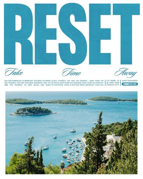 edgykatrina | brand and graphic designer | RESET!!! I got a chance to try out @withstills and made a fun vacation inspired poster with one of their (many many cool) photos (at the… | Instagram 2023 Reset, Presentation Design Layout, Travel Ads, Instagram Grid, Architecture Magazines, Travel Brand, Type Posters, Many Many, 3 People