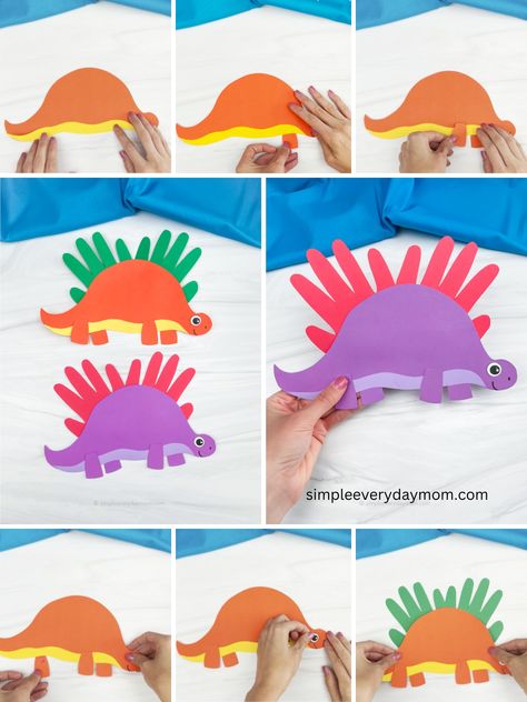 🖐️ Stegosaurus Handprint Craft ✂️... - Fun Crafts For Kids Stegosaurus Craft, Fireflies Craft, Kids Food Crafts, Mouse Crafts, Name Crafts, Handprint Craft, Preschool Themes, Craft For Kids, Cute Dinosaur