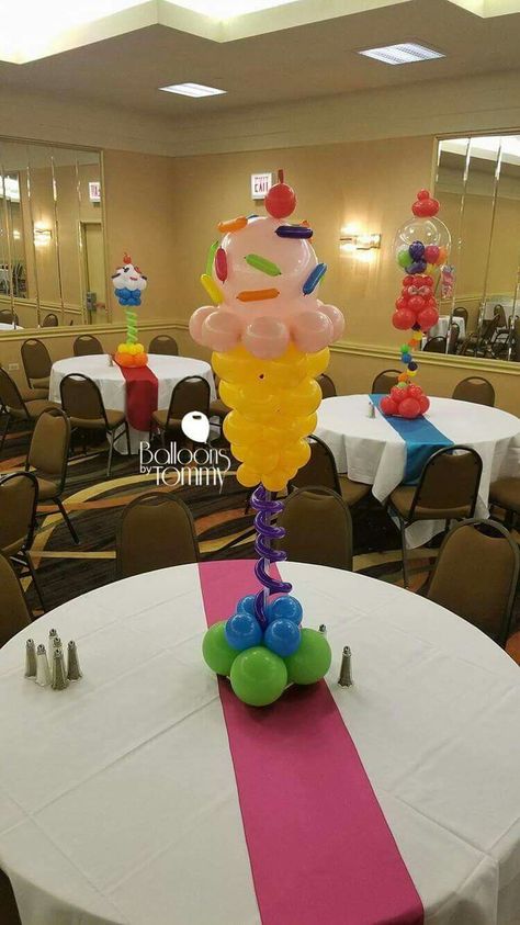 Food Themed Birthday Party, Balloon Projects, Valentines Day School, Ice Cream Birthday Party Theme, Ice Cream Party Ideas, Balloon Template, Candyland Theme, Ice Cream Decorations, Cream Birthday Party