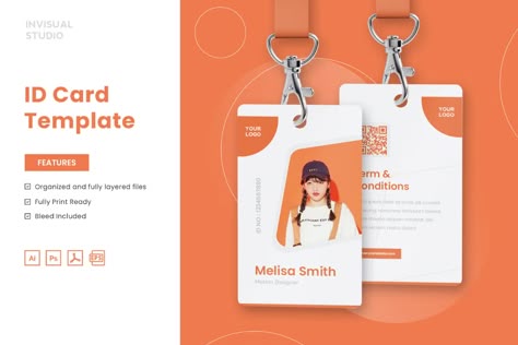 ID Card Template by invisualstudio on Envato Elements Identity Card Design, Corporate Id, Brochure Design Layout, Company Id, Graphic Design Business Card, Studio Cards, Name Card Design, Id Card Template, Web Banners