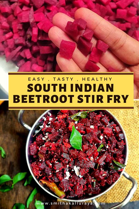 Beetroot Poriyal Recipe, Beetroot Indian Recipes, Beetroot Curry Indian Recipes, Indian Beetroot Recipes, Bitroot Recipe, Beetroot Recipes Indian, Recipes With Beetroot, Beetroot Poriyal, Poriyal Recipe