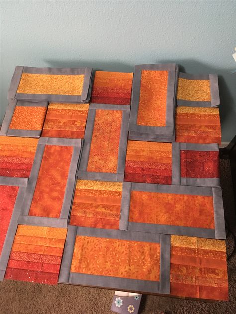 Orange Quilt Patterns, Orange Quilts Ideas, Orange Quilts, Quilt Board, Herringbone Quilt, Orange Quilt, Sewing Machine Projects, Patchwork Blanket, Man Quilt