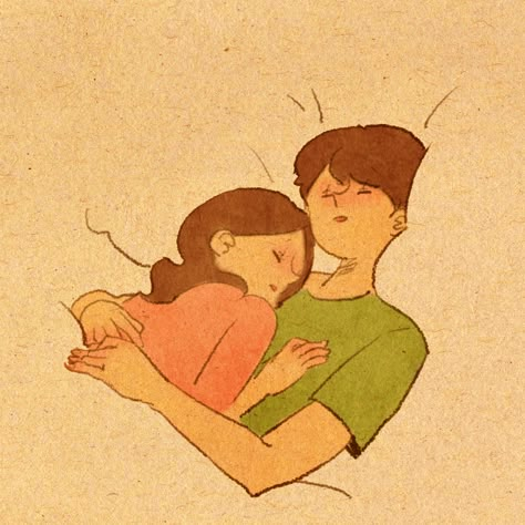 Sleep In Your Arms, Cute Couple Sleeping, Puuung Love Is, Love Animation, Good Night Hug, Couple Sleeping, Image Couple, Love Cartoon Couple, Couple Drawing