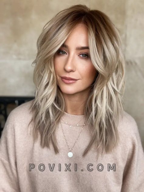 Winter 24/25 Trends Hair, Blonde Hair Color Ideas Brown Eyes, Blonde Balayage For Winter, Level 8 Lowlights In Blonde Hair, Blonde Highlights For Women Over 50, From Dark Brown To Blonde Hair, Blonde Hair Color Inspiration, Winter Wheat Hair Color, Grey Eyes Hair Color Ideas