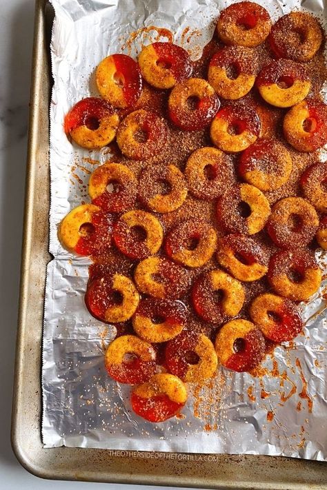 Make this popular sweet and sour Mexican candy at home with just a few ingredients! Get the recipe on theothersideofthetortilla.com Diy Chamoy, Chamoy Dip, Spicy Mexican Candy, Chamoy Candy, Tajin Recipes, Spicy Candy, Mexican Treats, Buttermilk Pie, Mexican Snacks