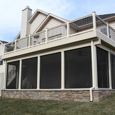 Flagstone Floor, Concrete Block Foundation, Patio Under Decks, Block Foundation, Deck Stair Railing, Outdoor Deck Decorating, Pvc Railing, Deck Building Plans, Metal Balusters