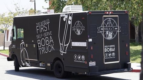 Bubble Tea Food Truck, Boba Tea Food Truck, Tea Food Truck, Boba Truck, Tea Truck, Boba Bar, Boba Shop, Mango Green Tea, Trendy Drinks