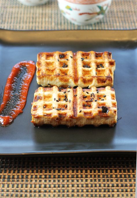 Will It Waffle, Miso Tofu, Waffle Iron Recipes, Cooking Tofu, Mini Waffle Maker, Savory Waffles, Waffle Maker Recipes, Tofu Dishes, Waffles Maker