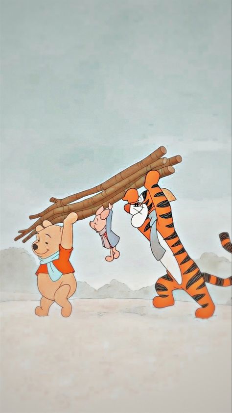 Aesthetic Wallpaper Winnie The Pooh, Christmas Winnie The Pooh Wallpaper, Pooh Cartoon Wallpaper, Cute Disney Wallpaper Winnie The Pooh, Tigger Fall Wallpaper, Tigger Disney Wallpaper, Winnie The Pooh Christmas, Disney Cuties, Best Anime Drawings