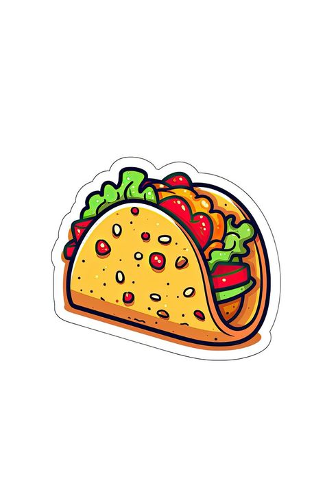 Taco Clipart, Taco Food, Food Sticker, Food Stickers, Taco Recipes, A Fan, Laptop Stickers, Of Course, Decals Stickers