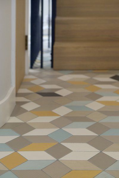 Hallway The hallway tiles are by Domus. Photo 3 of 5 in Loads of Color Define a Revamped 1960s Townhouse in London Hallway Tiles Ideas, Hallway Flooring Ideas, Tiles Hallway, Victorian Flooring, Victorian Hallway Tiles, Hallway Tiles, Hallway Tiles Floor, Hallway Ideas Diy, Victorian Hallway