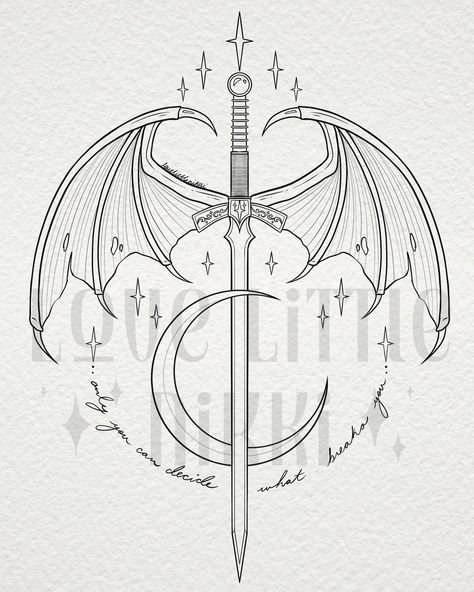 “Only you can decide what breaks you” 🗡️ this Goldryn blade with Illyrian wings is for the lovely Danielle ✨ she has a lovely for Cassian & the thirteen! #acotar #throneofglass #sarahjmaas #cassian Cassian Acotar Tattoo, Illyrian Tattoos Acotar, Cassian Wings Tattoo, Acotar Wing Tattoo, The Thirteen Tattoo, Cassian Wings, Acotar Wings, Tog Acotar Cc Tattoo, The Thirteen