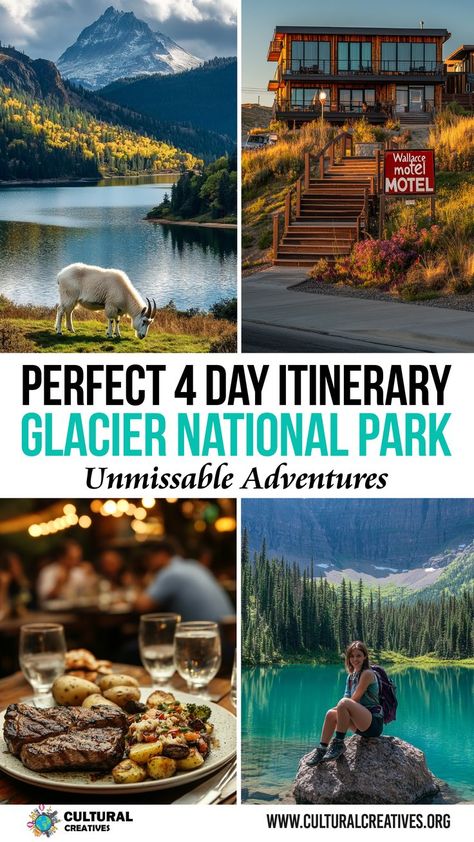 Mountain views with a scenic lake and forest setting, showcasing the Perfect 4 Day Itinerary Glacier National Park: Unmissable Adventures. Many Glacier, Lake Mcdonald, Road Trip Planning, Glacier National, Glacier National Park, Amazing Adventures, Travel Adventure, Trip Planning, Adventure Travel