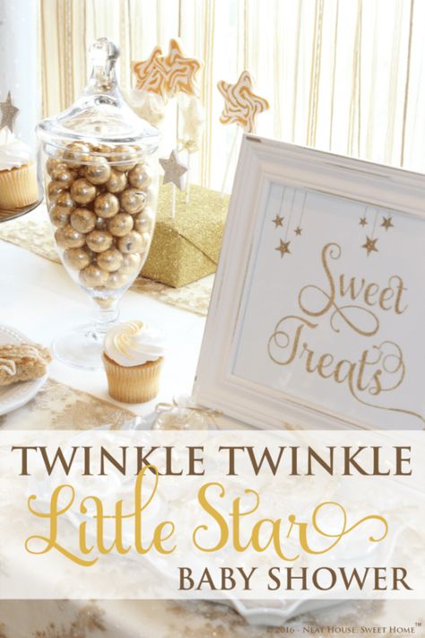 A stunning gender neutral Twinkle Twinkle Little Star baby shower theme and decor. Baby Shower Themes Neutral, Star Baby Shower Theme, Twinkle Twinkle Baby Shower, Cool Baby, Baby Shower Table, Baby Shower Inspiration, Gold Baby Showers, Shower Bebe, Star Baby Showers