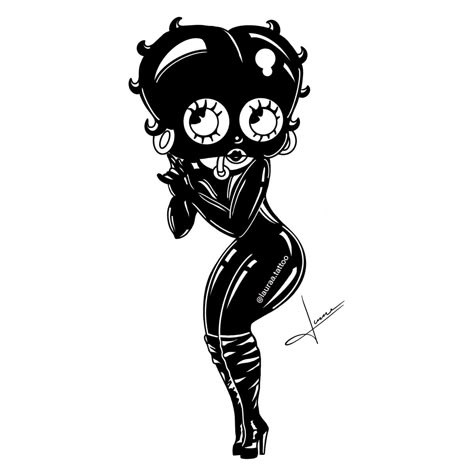 Emo Betty Boop, Goth Betty Boop, Black And White Betty Boop, Betty Boop Pfp, Betty Boop Aesthetic, Goth Cartoon, Betty Boop Tattoo, Biker Betty Boop, Betty Boop Posters