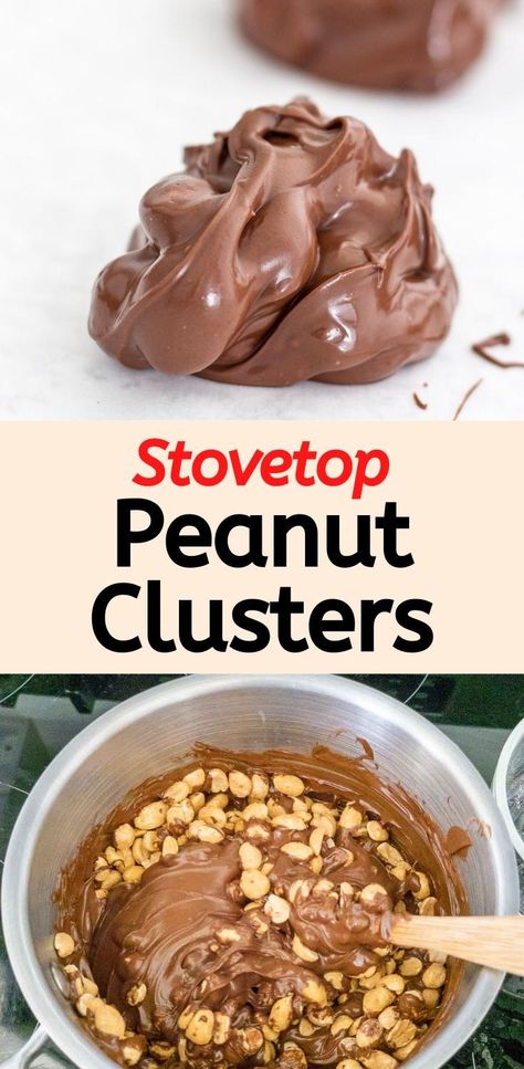 Peanut Clusters - Pear Tree Kitchen Chocolate Covered Peanuts Crockpot, Peanut Clusters Easy, Peanut Recipes Snacks, Pecan Clusters Recipe, Peanut Clusters In Crockpot, Homemade Chocolate Candy, Chocolate Covered Potato Chips, Chocolate Walnut Fudge, Chocolate Peanut Clusters