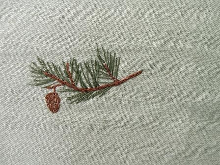 pine needle embroidery Embroidery Tattoo, Ribbon Embroidery Kit, Machine Embroidery Thread, Christmas Embroidery Patterns, Simple Embroidery Designs, Embroidered Christmas, Pola Sulam, 자수 디자인, Simple Embroidery