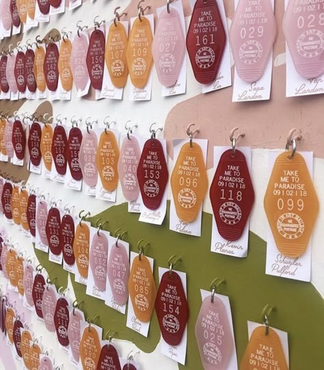 Campy Wedding Theme, Fun Wedding Details, Wes Anderson Wedding, Event Signage, Camp Wedding, Key Tags, Future Wedding Plans, Seating Chart Wedding, Wedding 2024