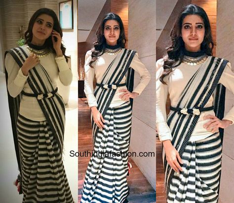 Samantha Ruth Prabhu in Archana and Puneeth Saree Jacket Designs, Saree Jackets, Long Blouse Designs, Saree Wearing Styles, Saree Draping Styles, Saree Draping, Latest Saree, Samantha Ruth, Indian Saree Blouses Designs